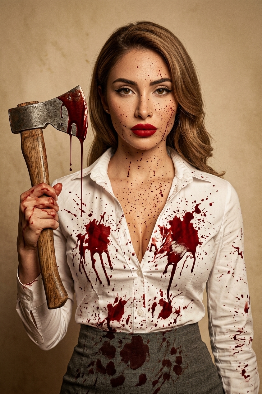 Dramatic Vintage Studio Portrait with an Axe