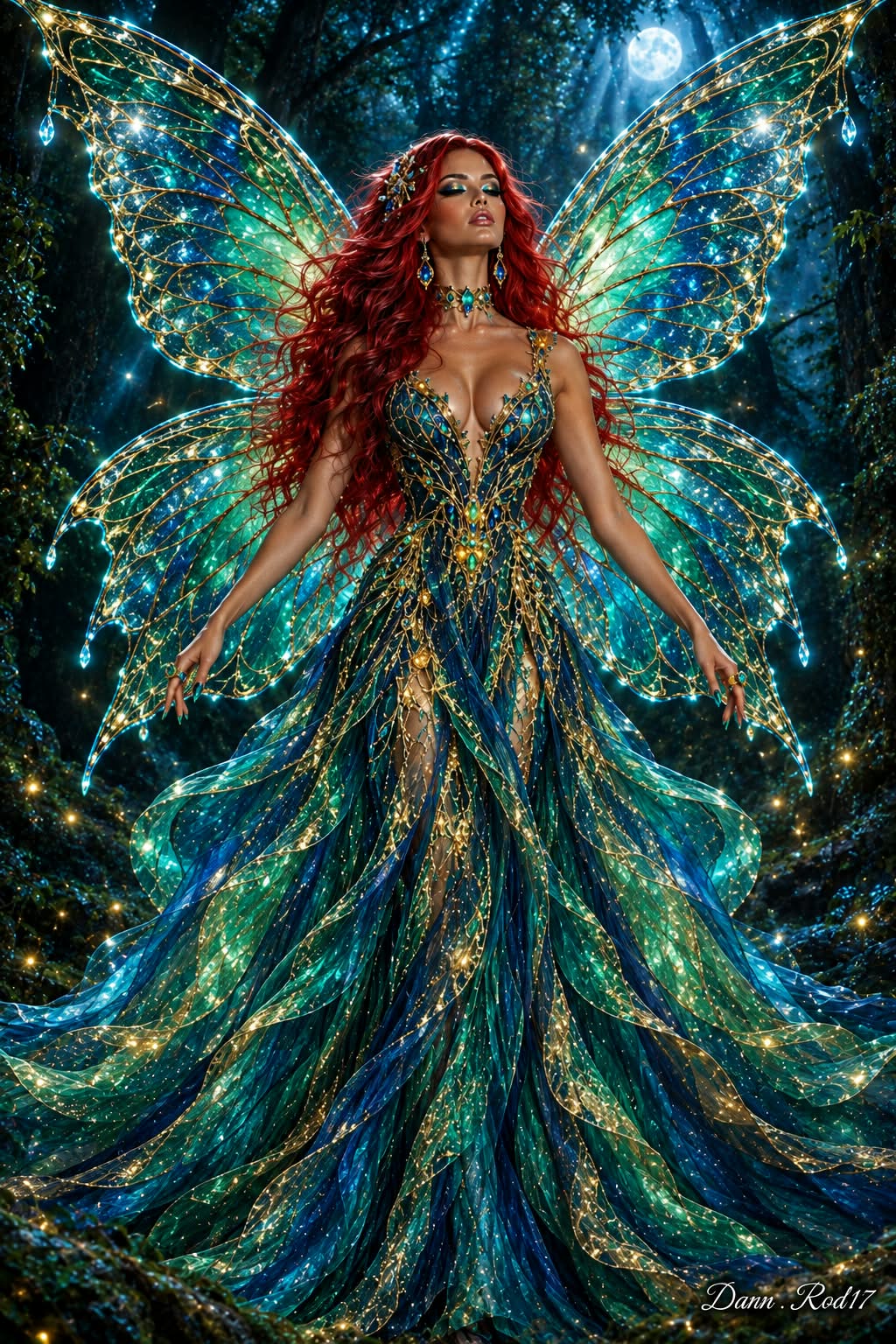 Ethereal Fairy in a Midnight Enchanted Forest
