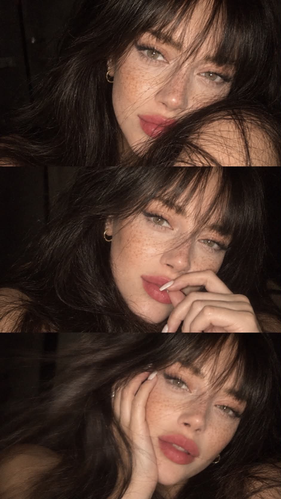 Y2K Low-Key Three-Photo Portrait Collage