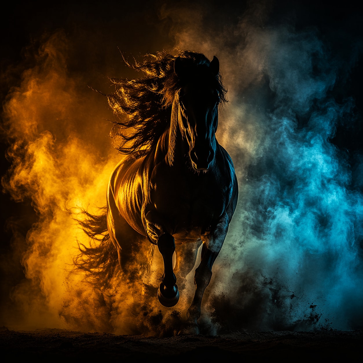 Dramatic Horse Silhouette in Cinematic Lighting output 4
