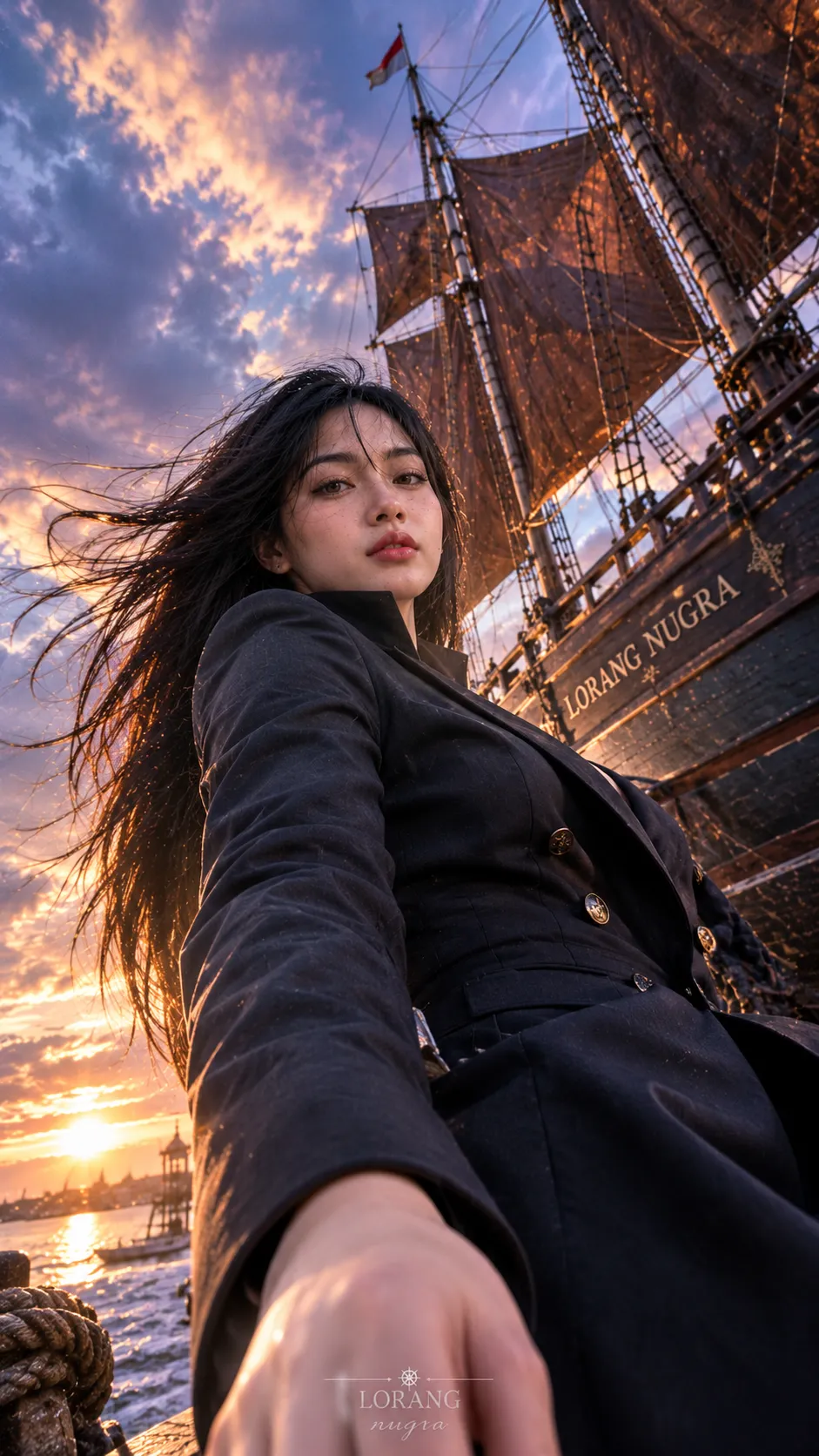 Pinisi Harbor Portrait at Sunset