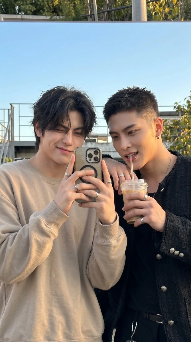 Golden-Hour Mirror Selfie of Two Young Men output 5