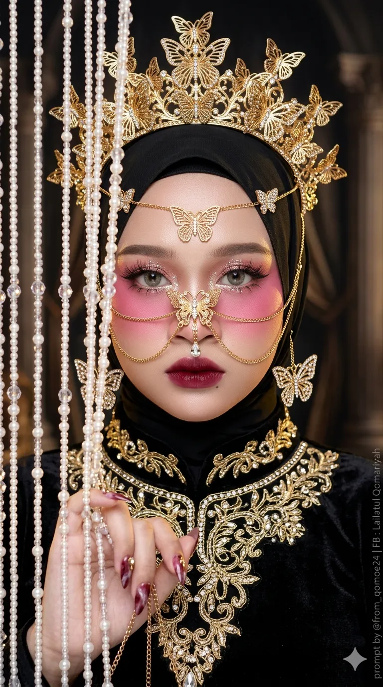 Hijab Portrait Behind a Beaded Curtain output 2