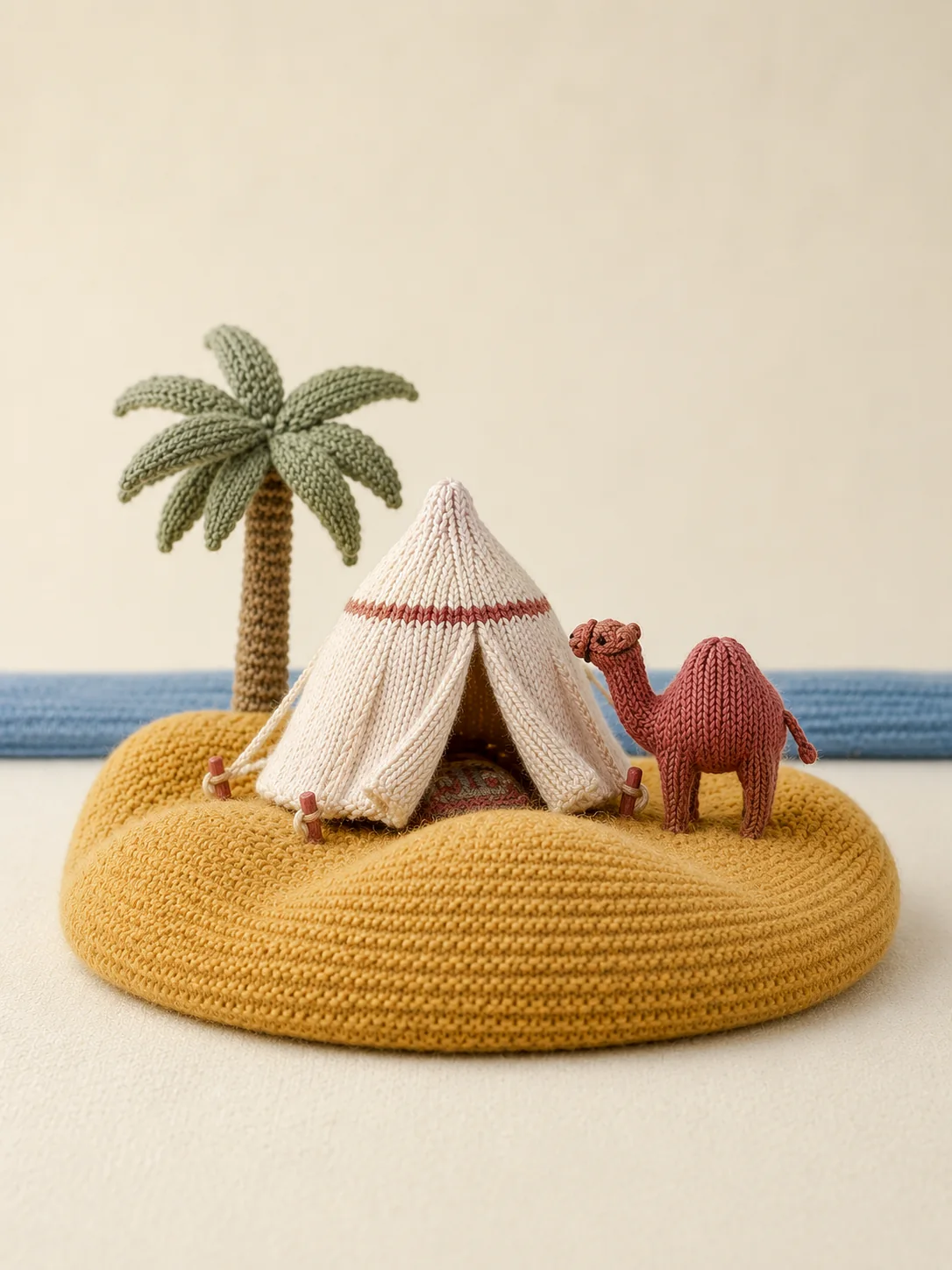 Knitted Desert Diorama with Miniature Camel