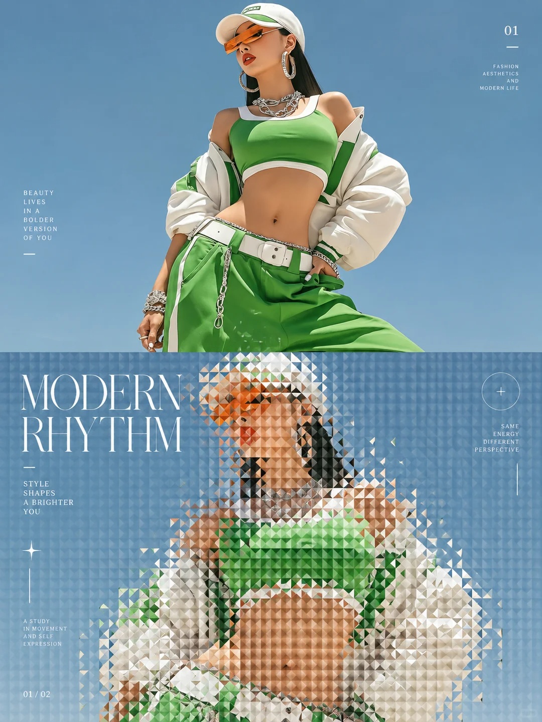 Optical Art Crystal-Facet Diptych Poster output 3