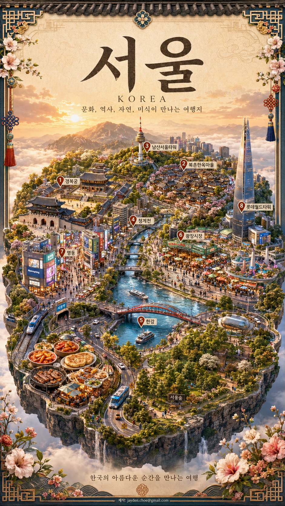 Korean Regional Travel Poster — Floating 3D Map output 1