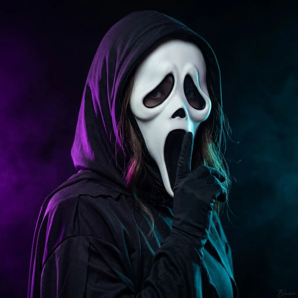 Ghost Face Masked Halloween Profile Portrait