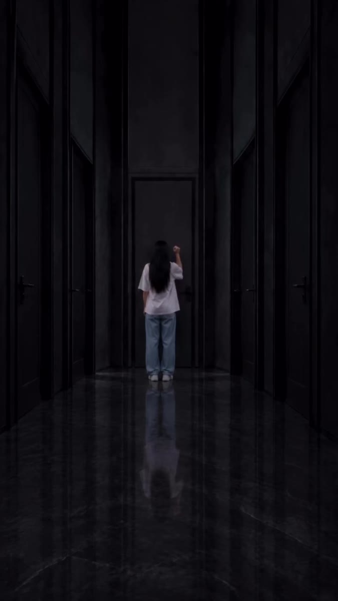 Dark Corridor of Glowing Doors Video