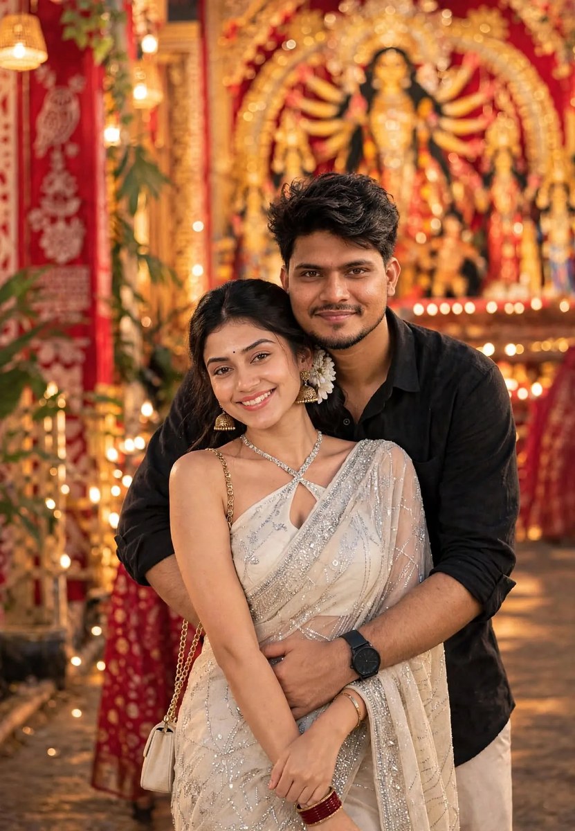 Festive Durga Puja Couple Portrait output 1