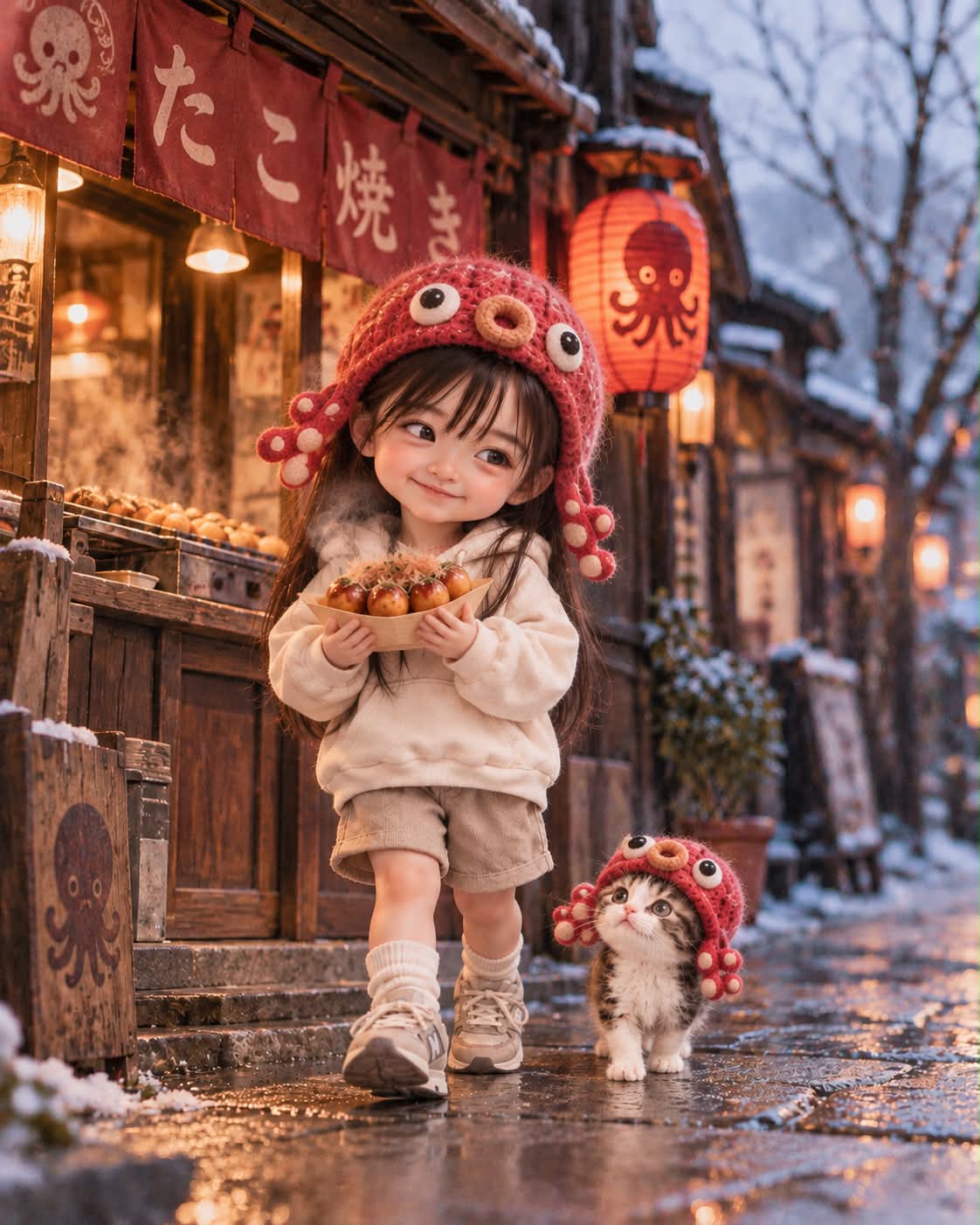 Handcrafted Miniature Doll at a Takoyaki Shop