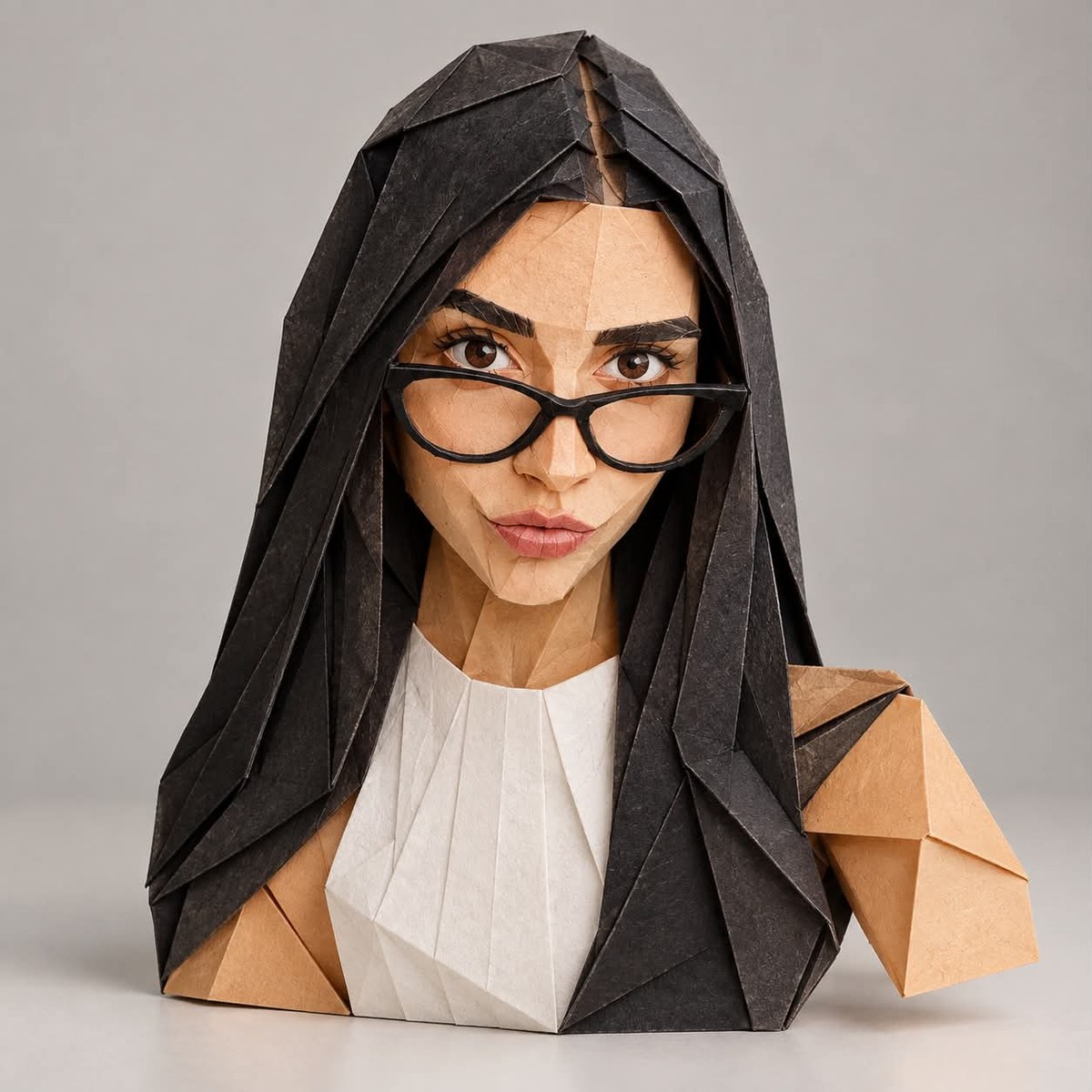 Photorealistic Origami Portrait output 1