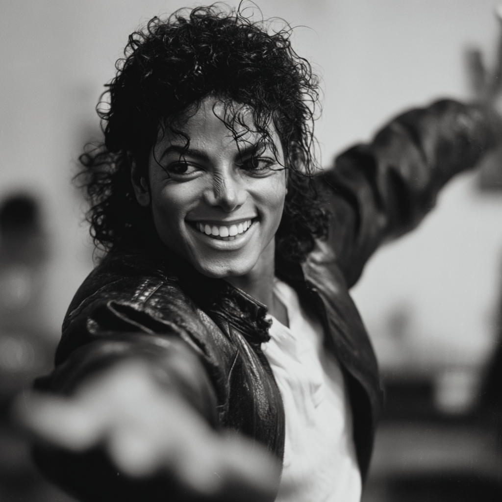 Michael Jackson Dancing and Smiling in Midjourney v7