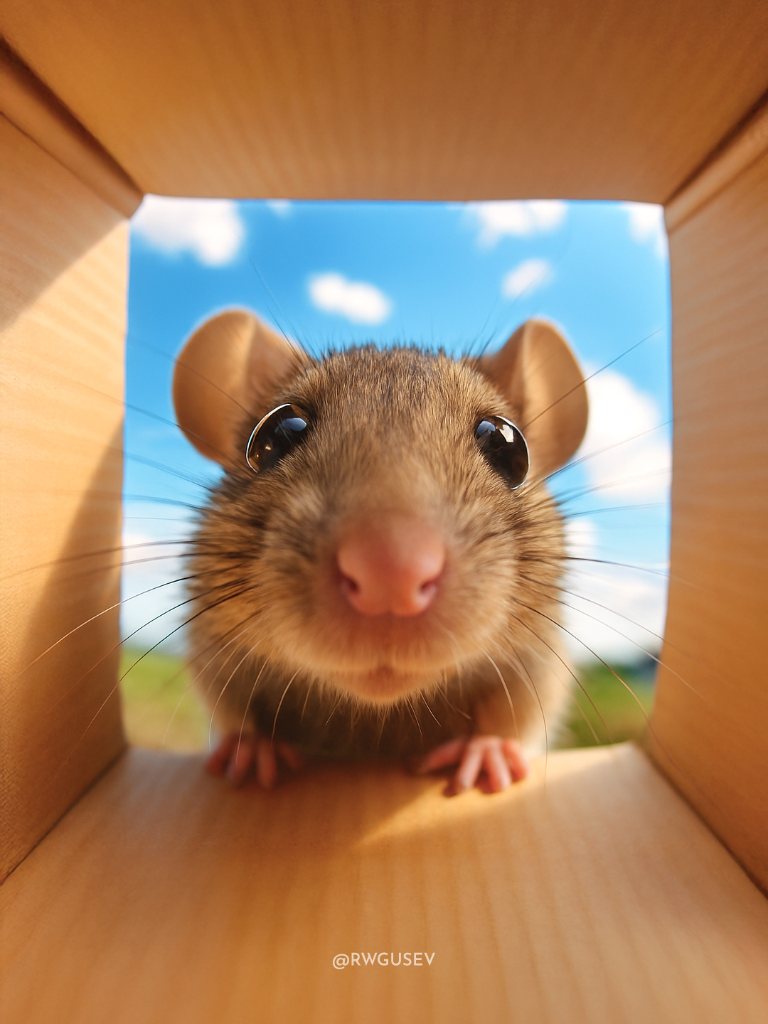 Adorable Animal Peeking Into a Box — Advertising Photo output 5
