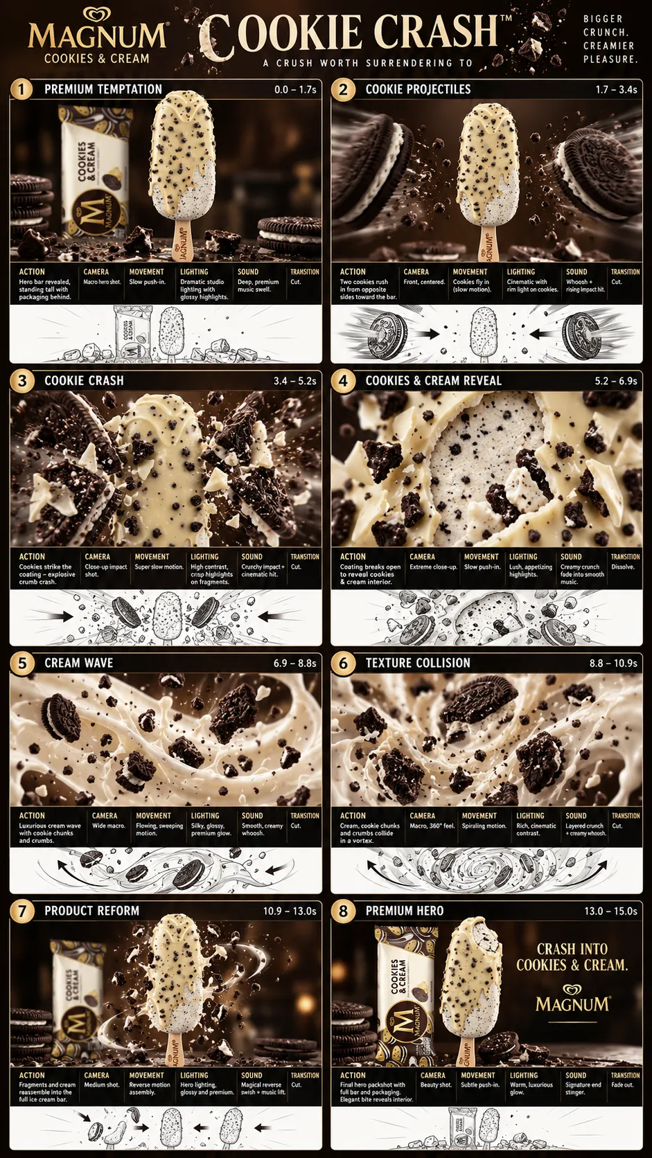 Magnum Cookies & Cream Commercial Storyboard