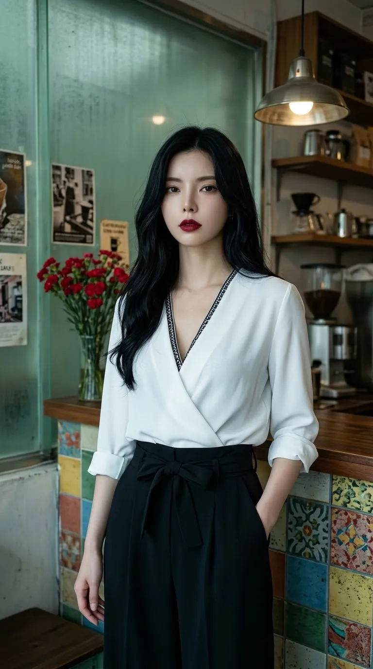 Red-Lipped Café Editorial Portrait