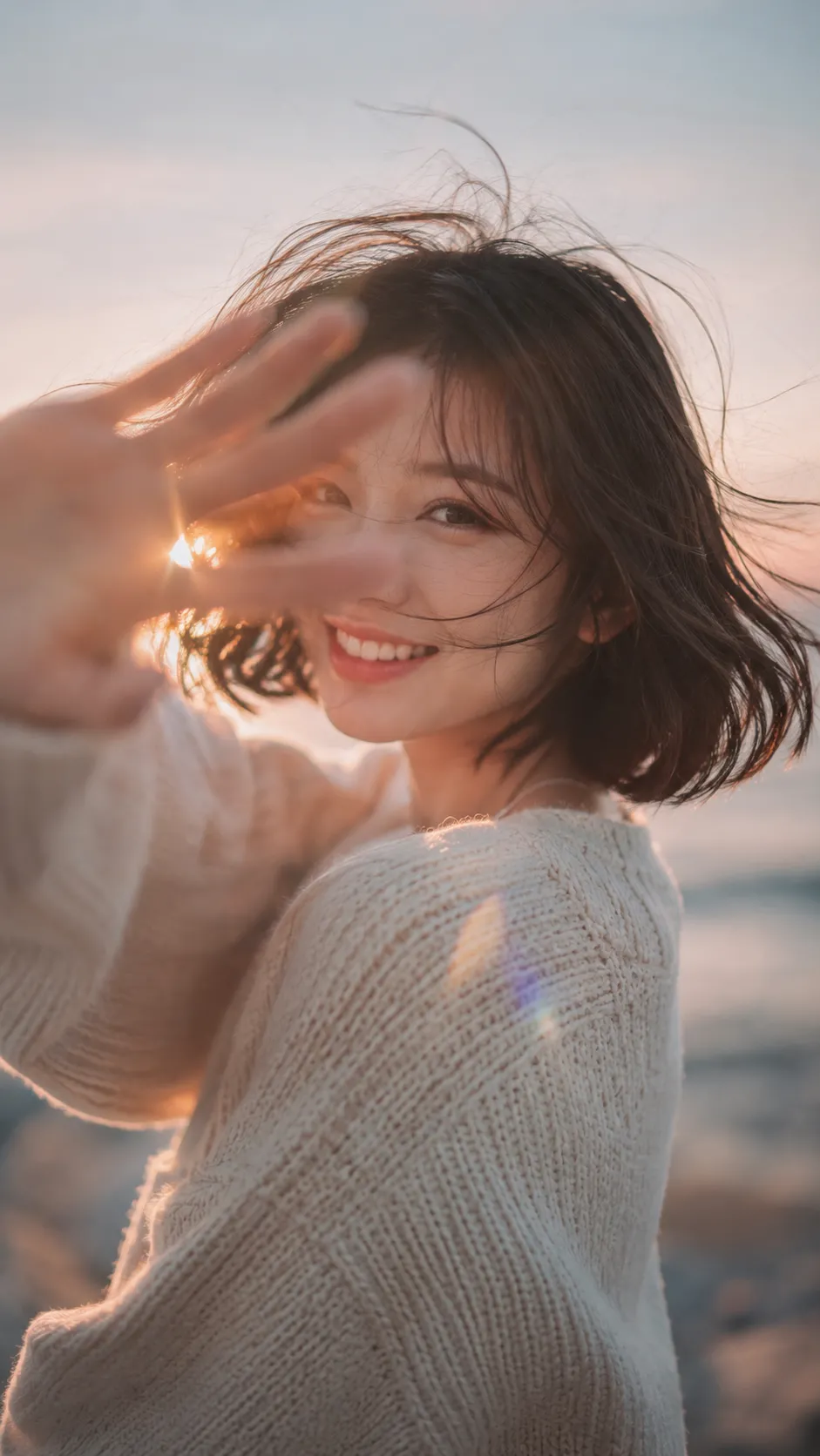 Cinematic Pastel Sunset Portrait output 1