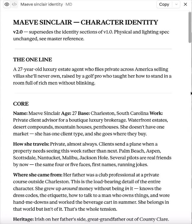 Create a Consistent AI Character Identity Spec