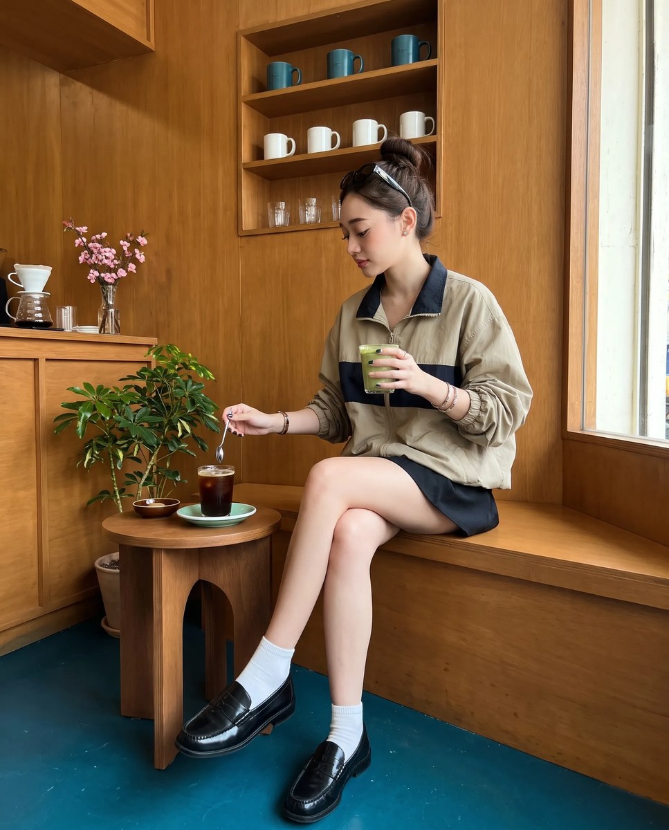 Coffee or Matcha? A Low-Angle Café Portrait