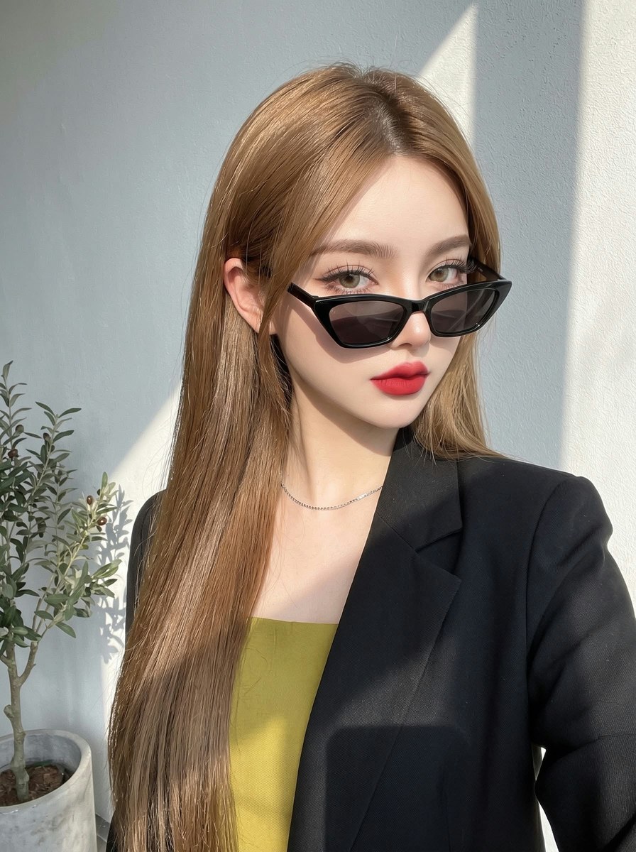 Bold Red Lip Portrait with Dramatic Window Shadows output 3