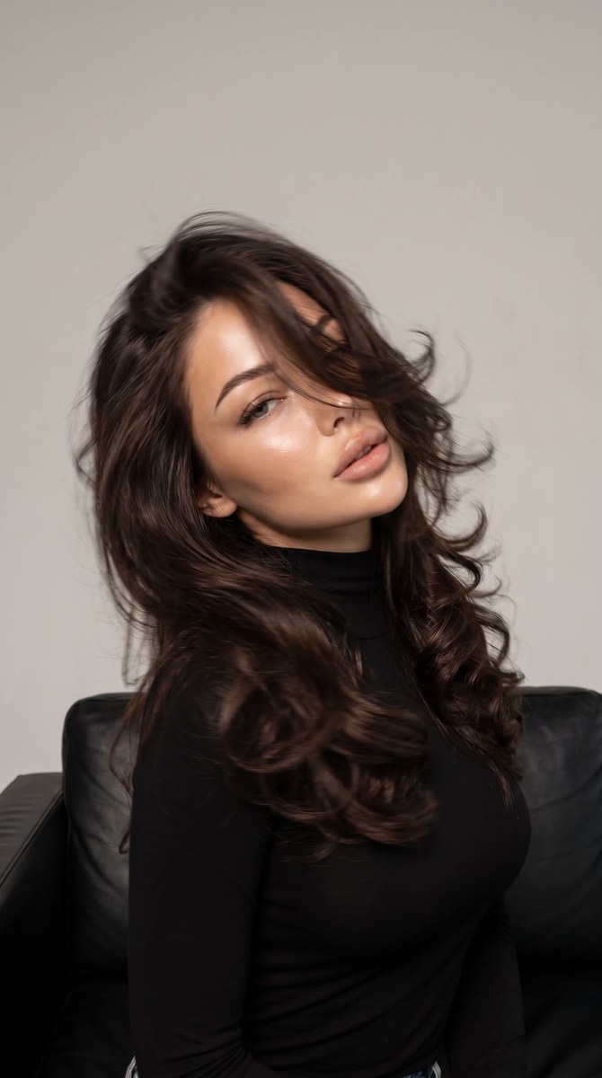 Windblown Hair Editorial Studio Portrait