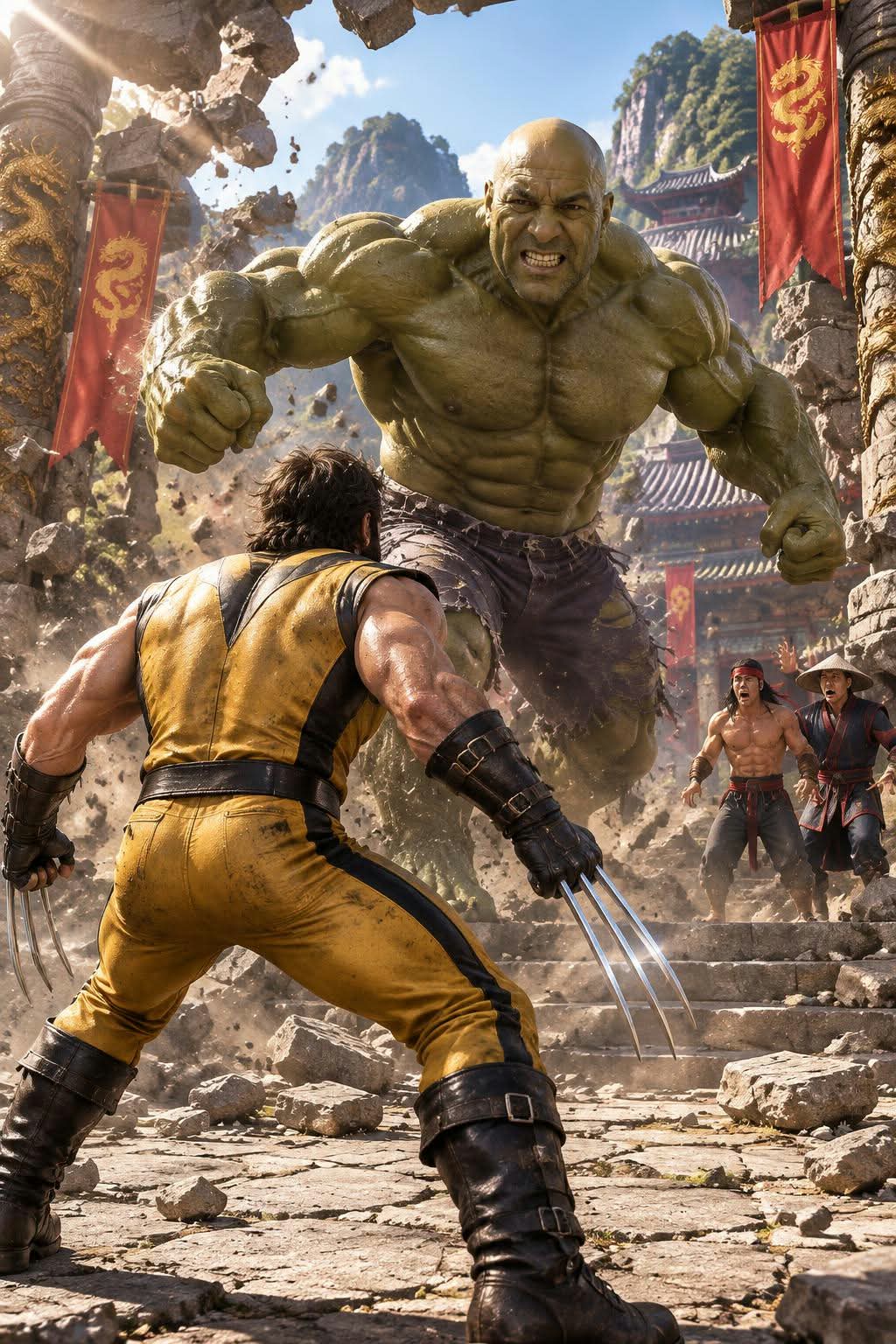 Photorealistic Temple Showdown in 3D