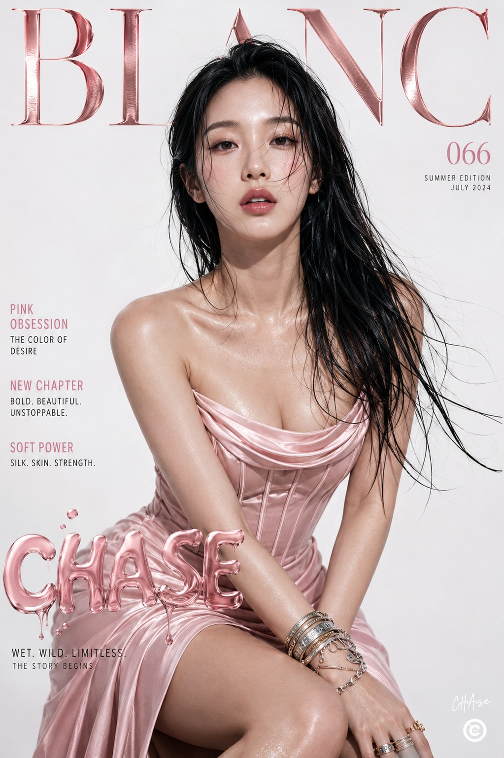 Rose-Pink High-Fashion Magazine Cover