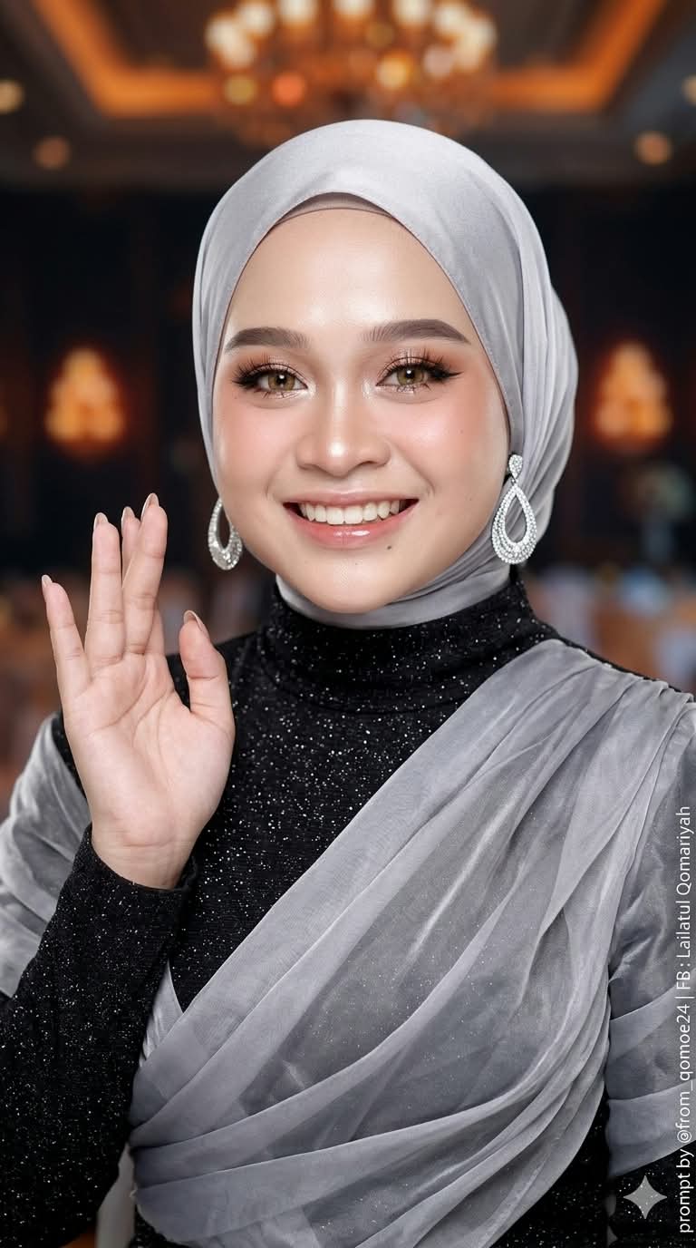 Radiant Silver Hijab Portrait with Thai Glam Makeup output 2
