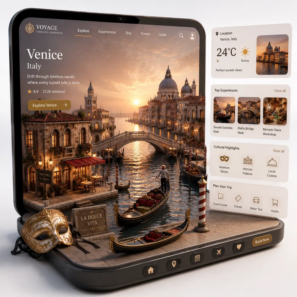 Luxury Travel Diorama Emerging from a MacBook Pro output 2