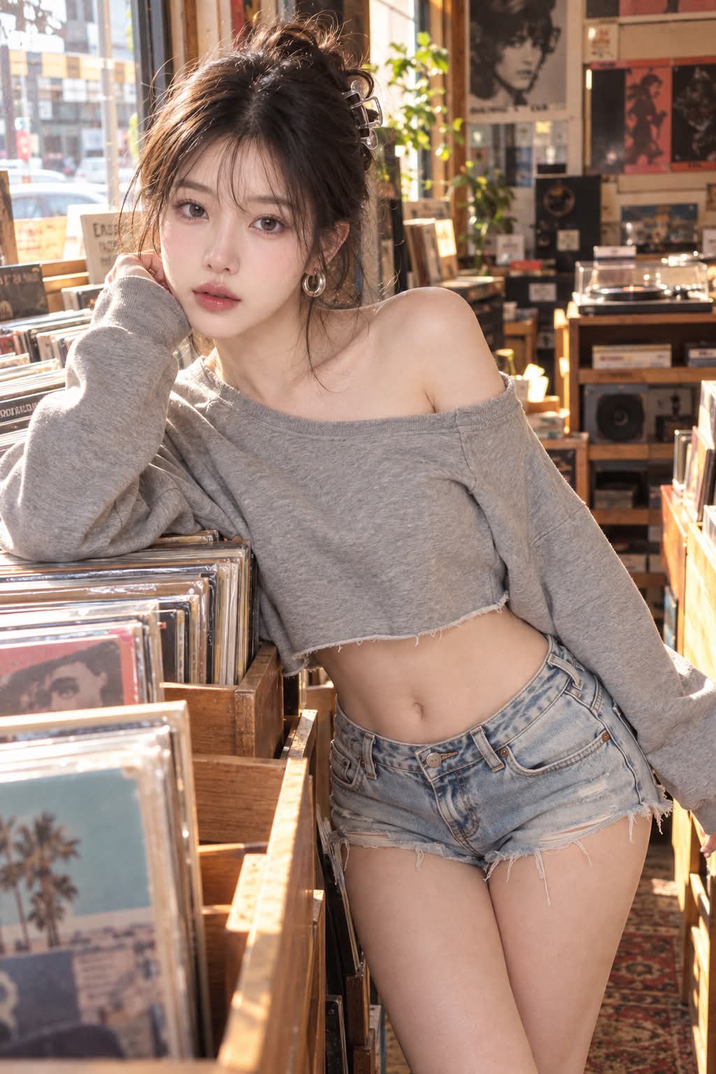 Simple, Stylish Outfit in a Vintage Record Shop