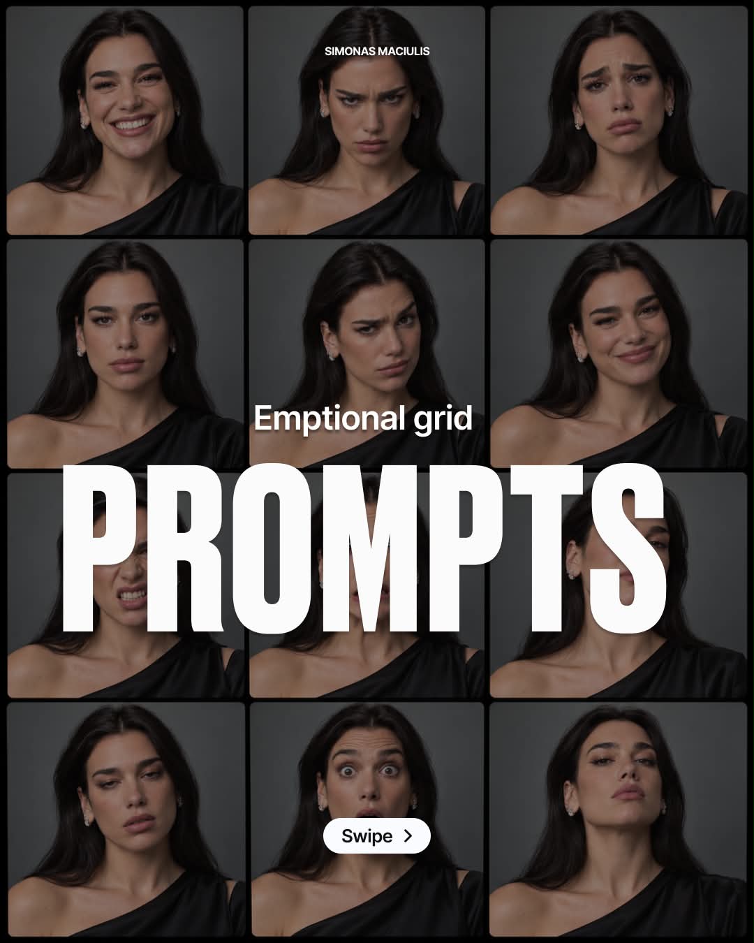 Photorealistic 12-Expression Portrait Contact Sheet