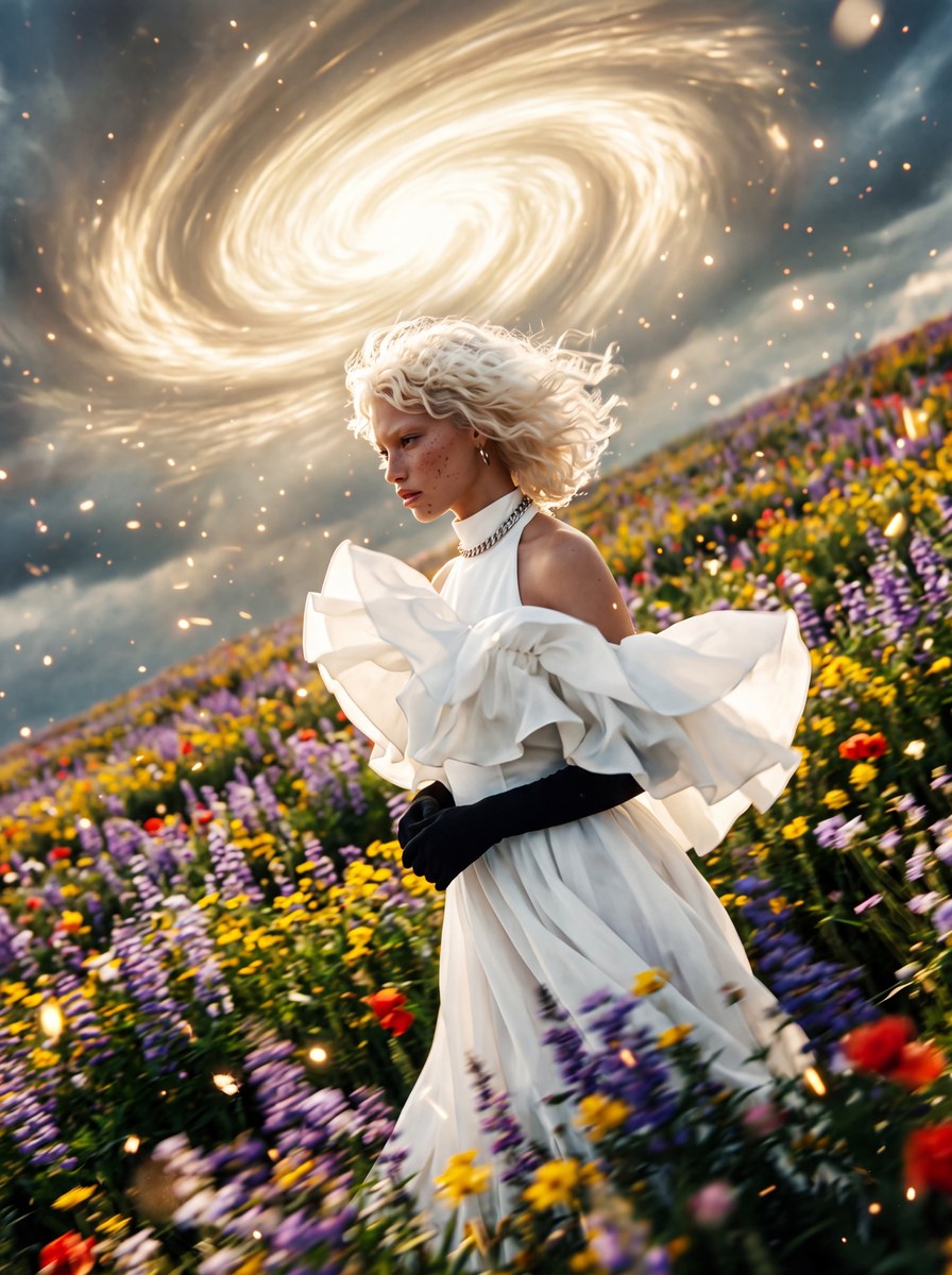 Cosmic Vortex Wildflower Meadow Portrait output 3