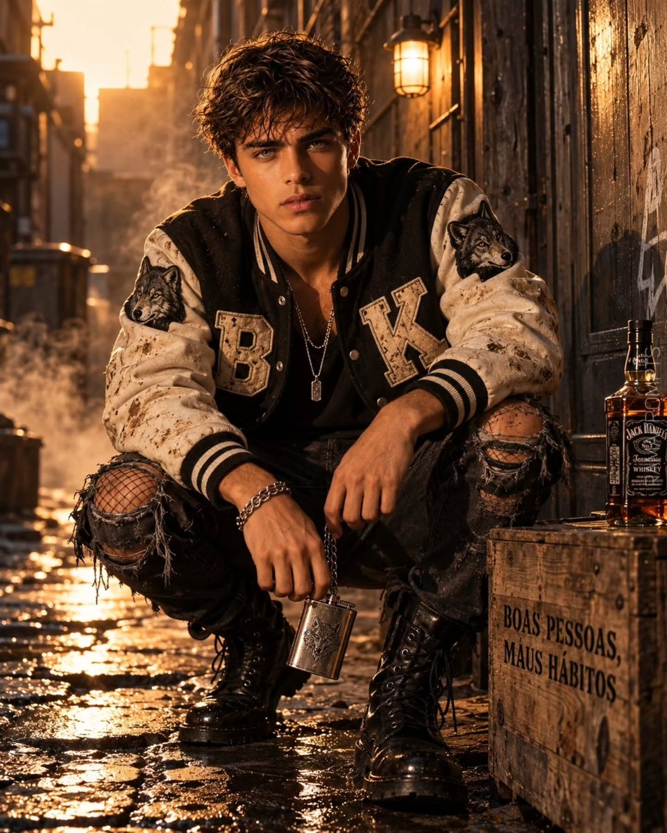 Grunge Editorial Portrait in a Wooden Alley output 1