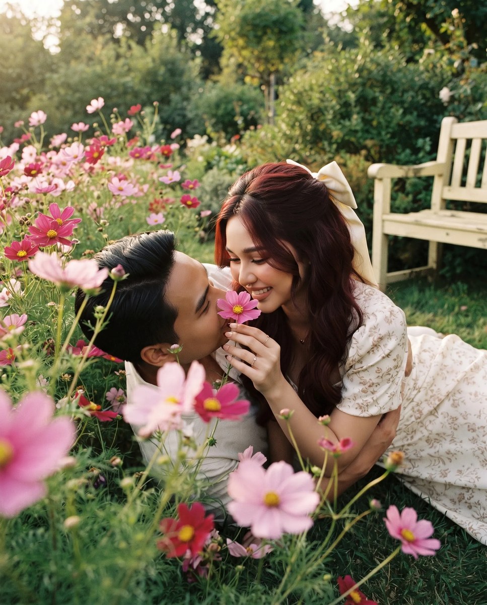 Vintage Romantic Couple in a Cosmos Garden output 4