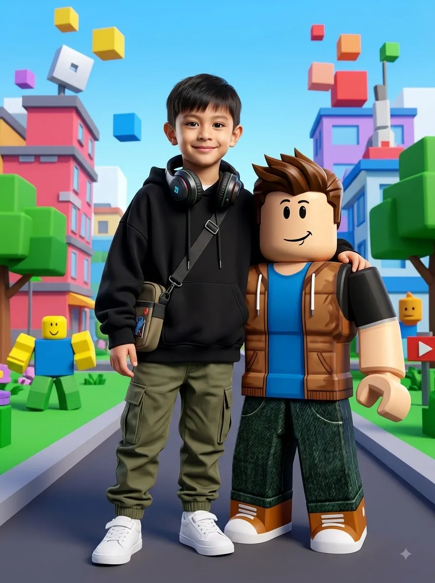 Photorealistic Portrait in a Roblox-Inspired World output 2
