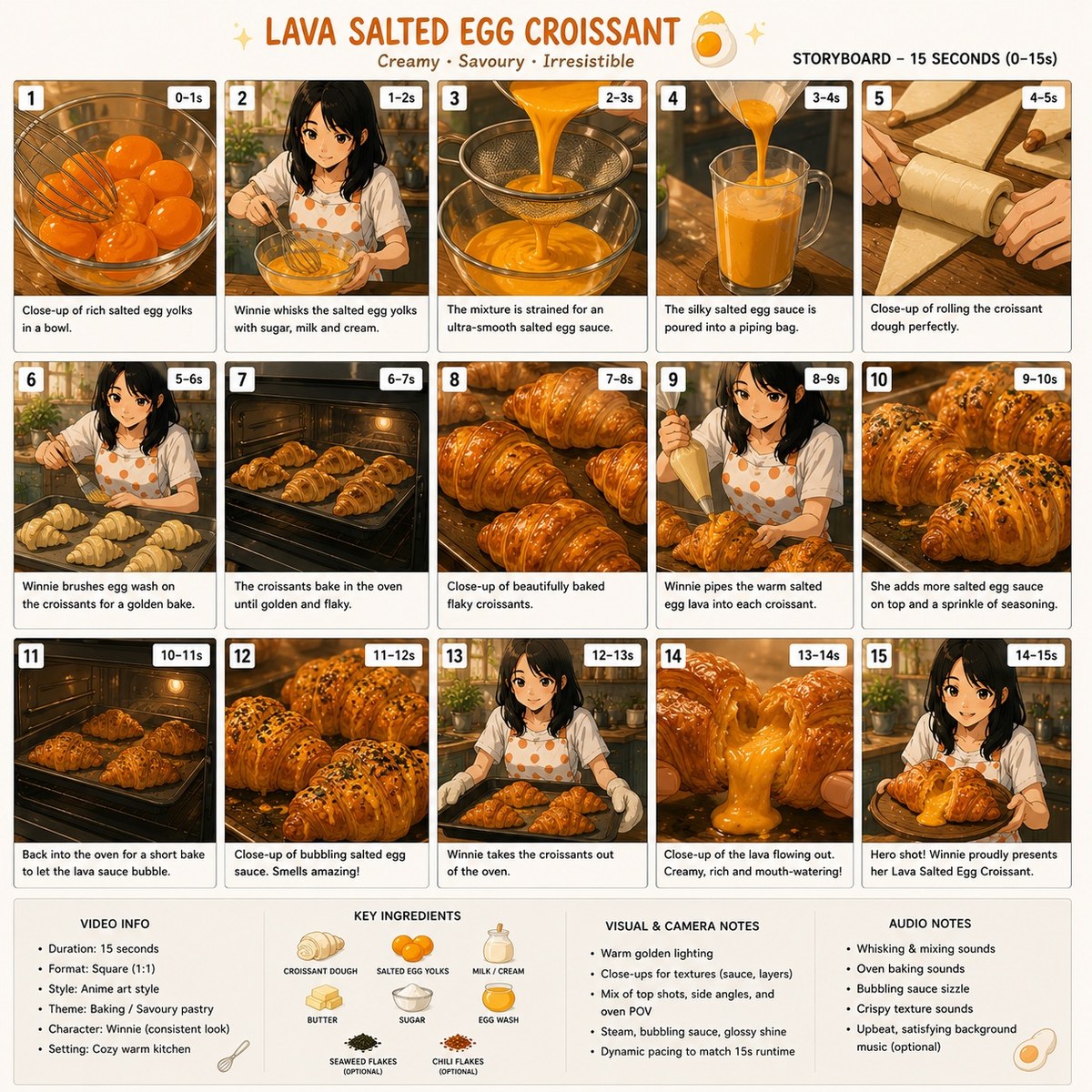 Salted Egg Lava Croissant Anime Food Commercial