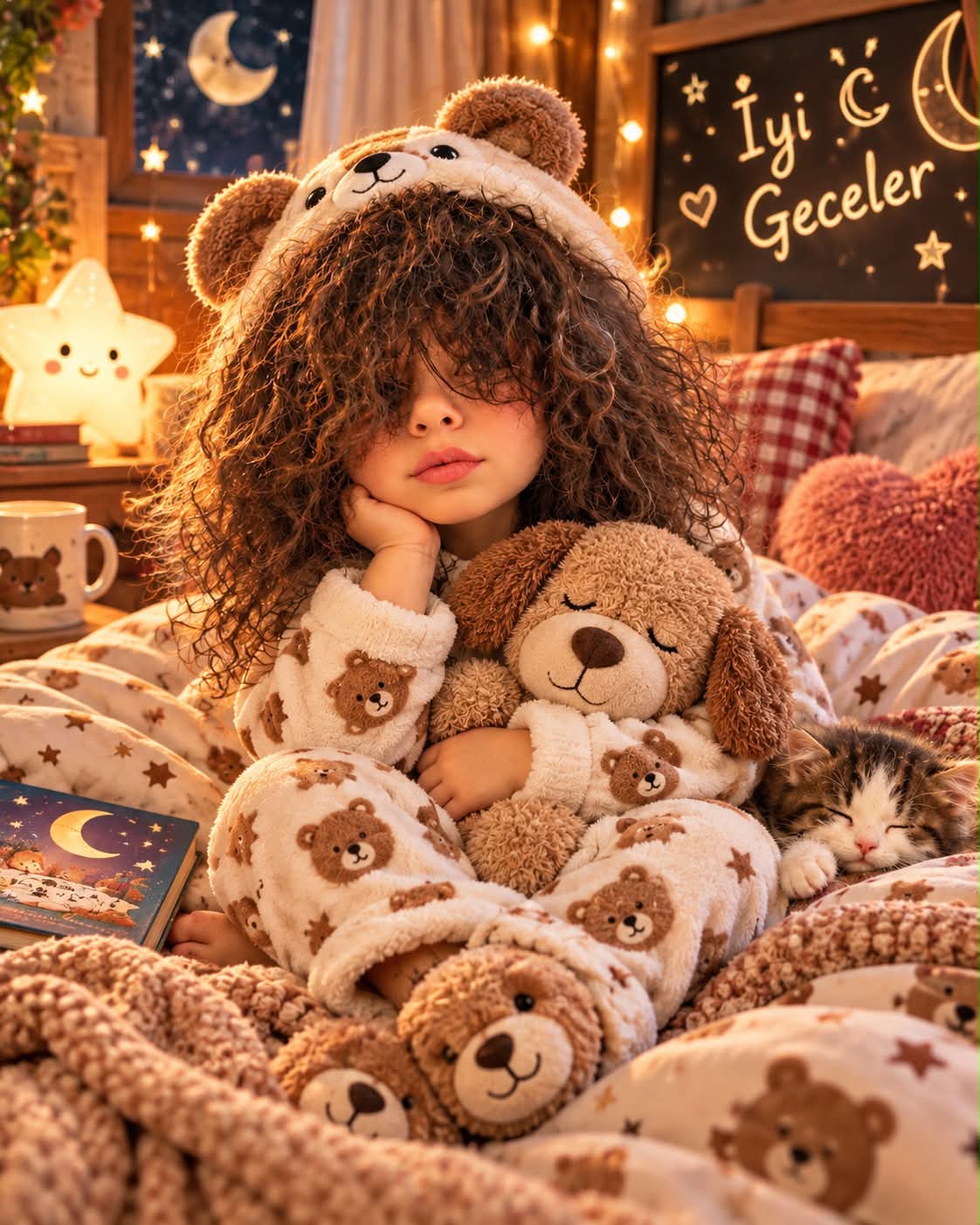 Miniature Child Bedtime Portrait with Playful Pajamas output 4