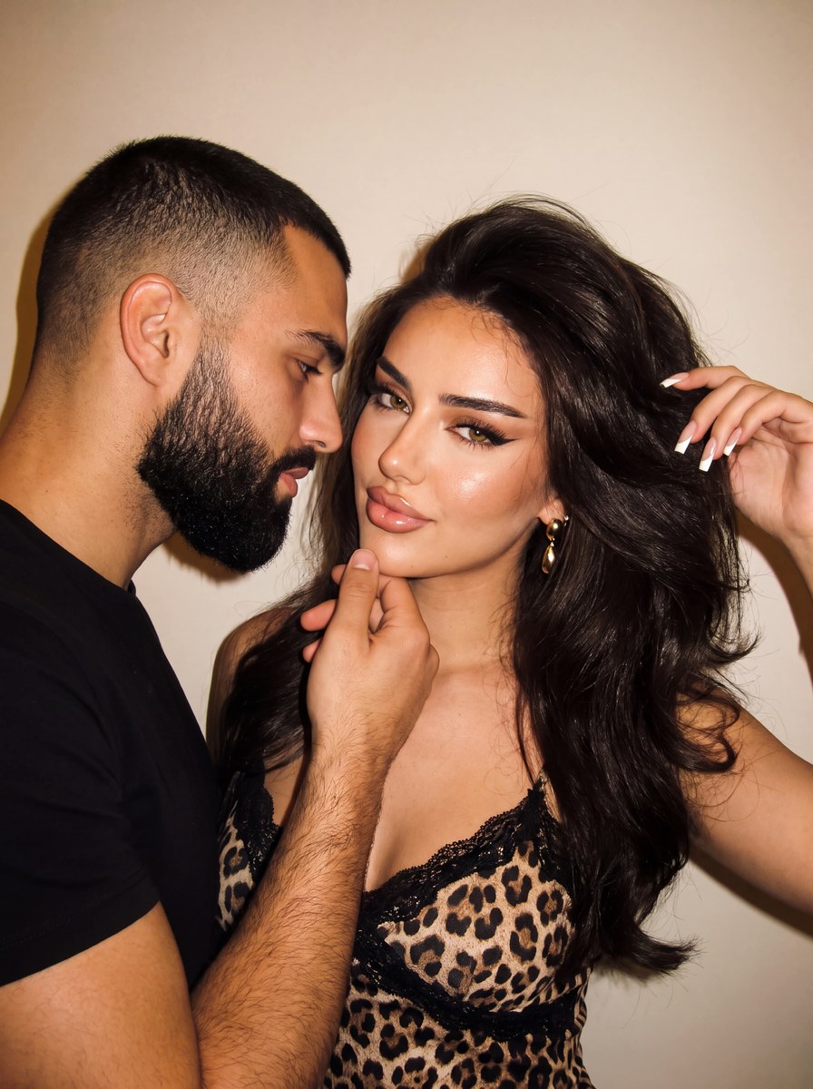 Y2K Leopard-Print Couple Portrait