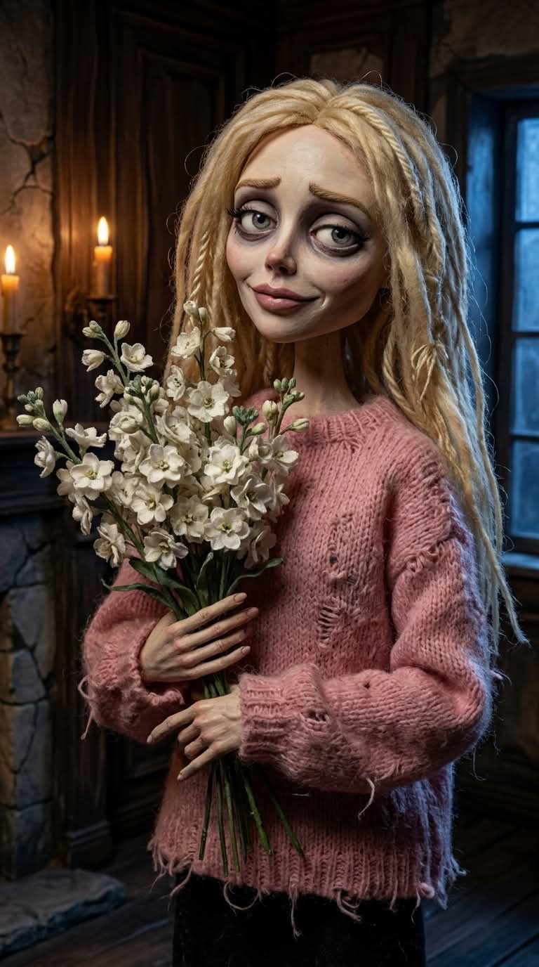 Gothic Stop-Motion Doll Portrait from a Reference Photo