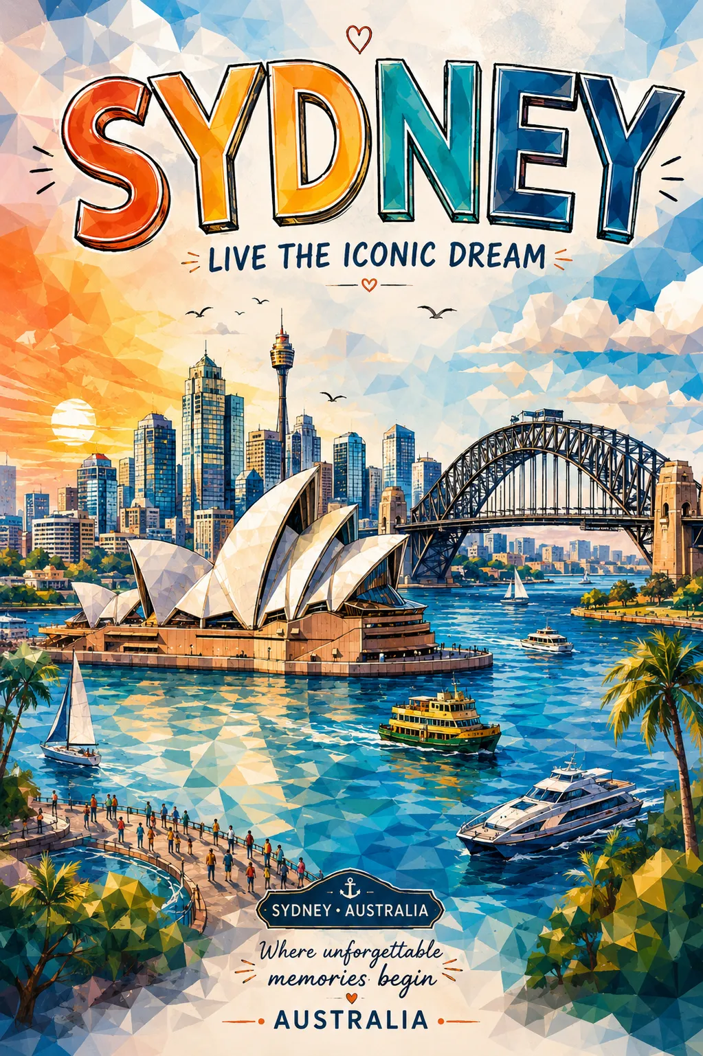 Mixed-Media Travel Poster Illustration