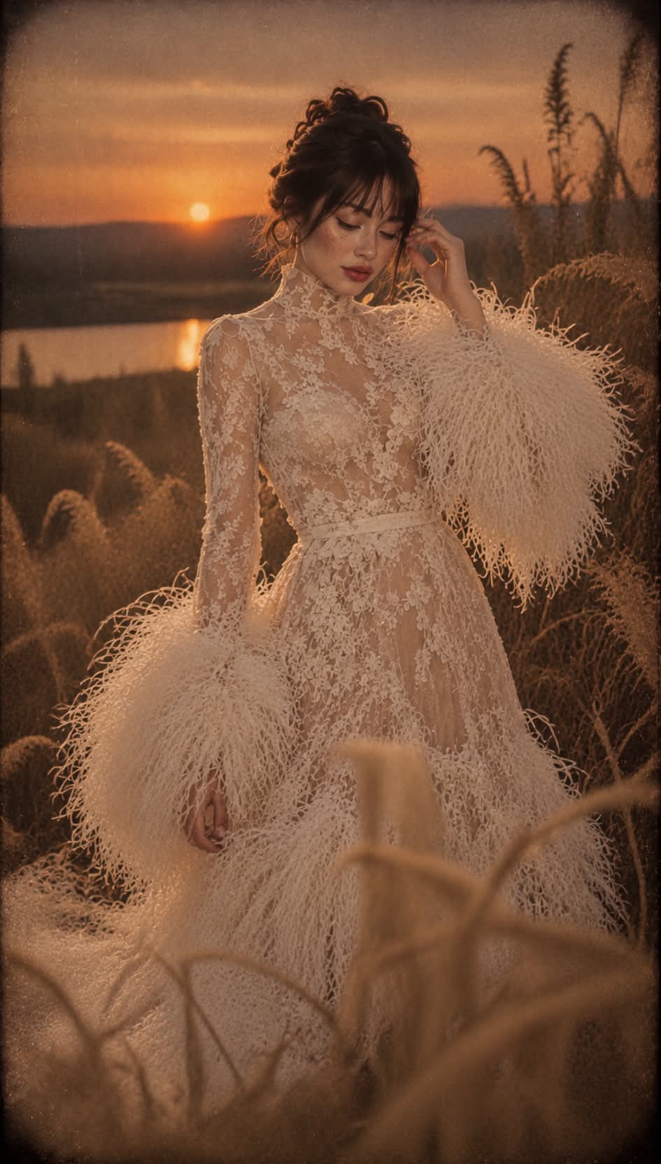 Vintage Feathered-Gown Fashion Editorial output 2