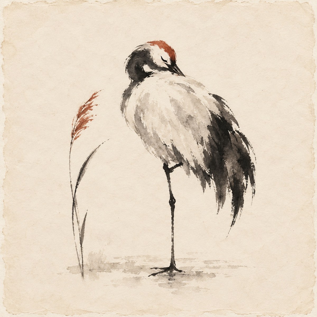 Minimal Sumi-e Ink-Wash Character Icon