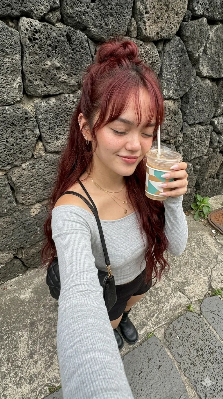 High-Angle Crouching Street-Style Selfie output 5