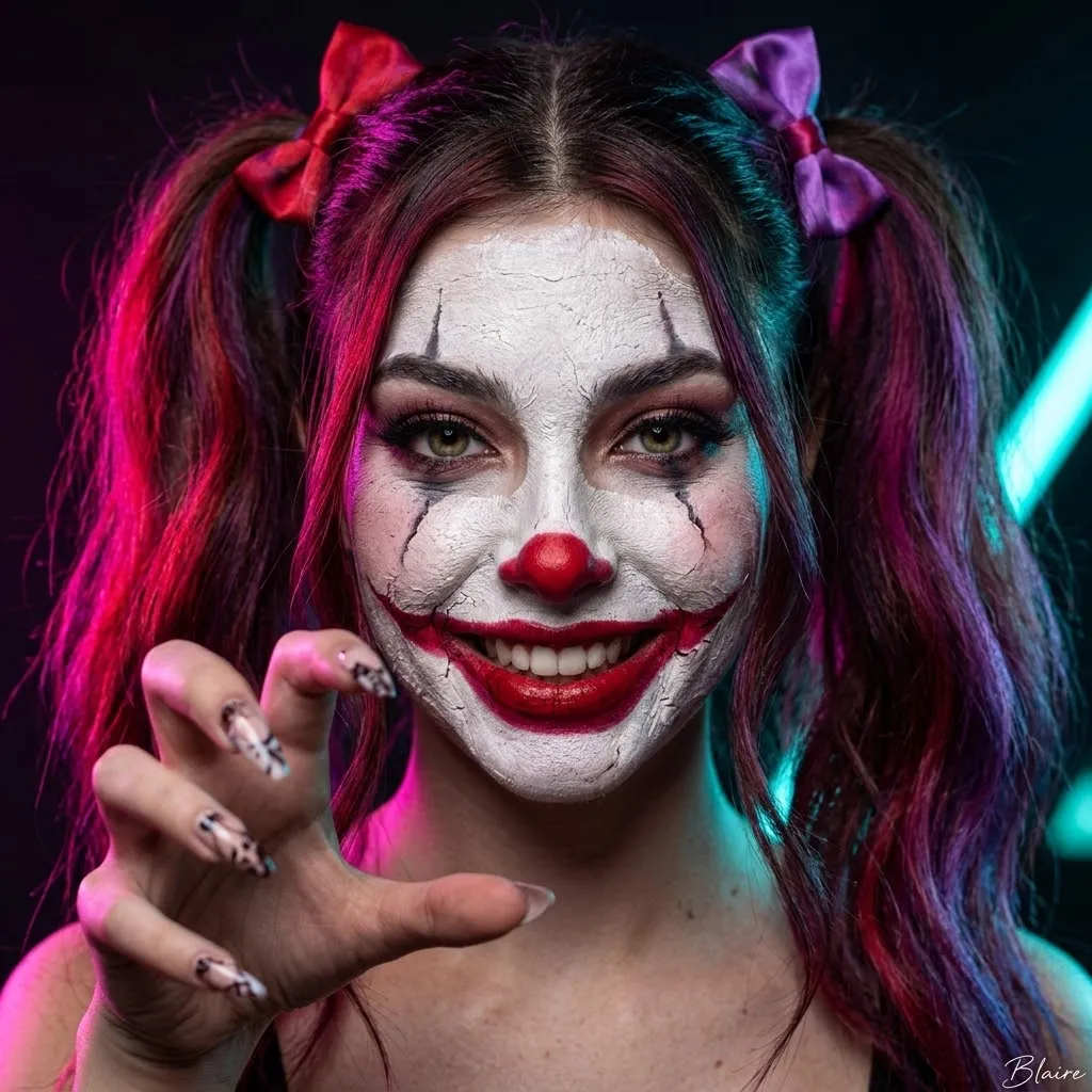 Sinister Carnival Clown Beauty Portrait