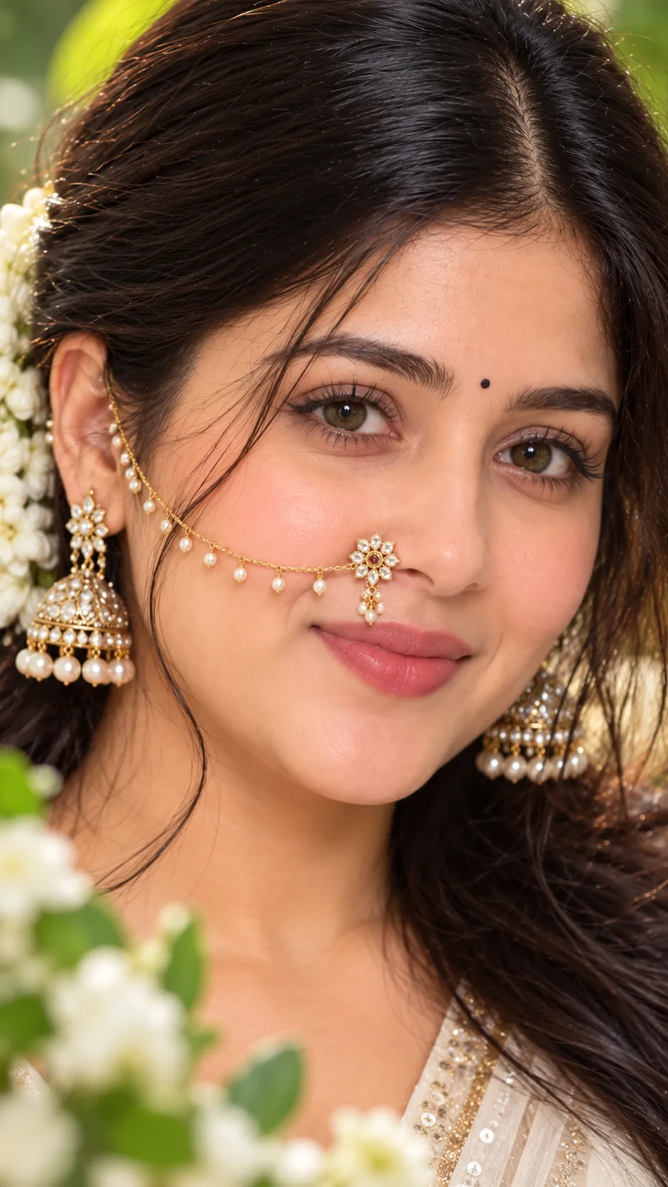 Macro Portrait with Gold Floral Nose Ring output 1