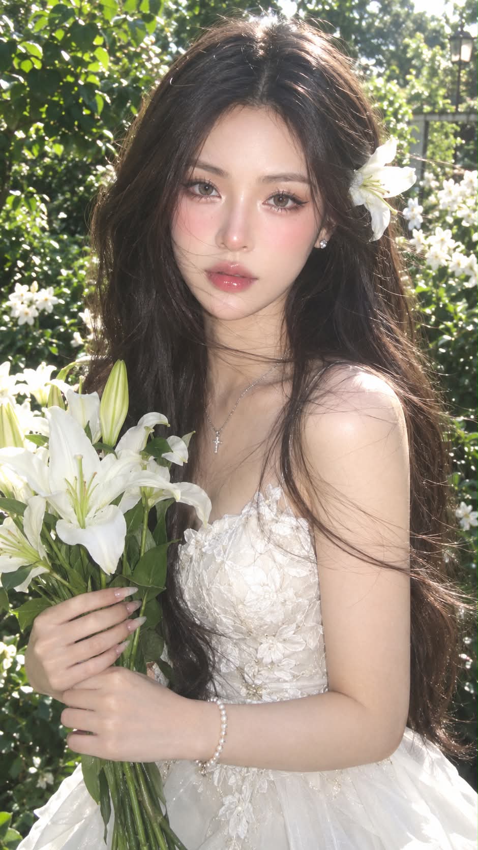 Y2K White Lily Garden Portrait output 6