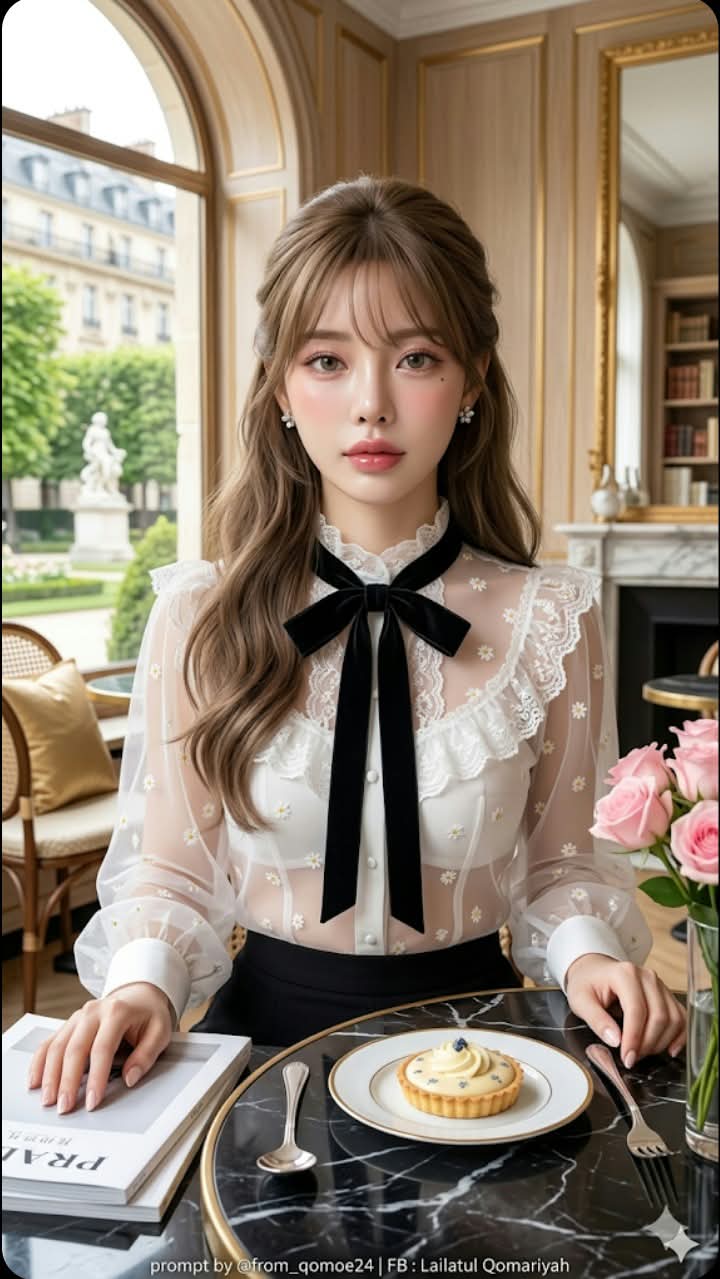Coquette Portrait in a Parisian Café