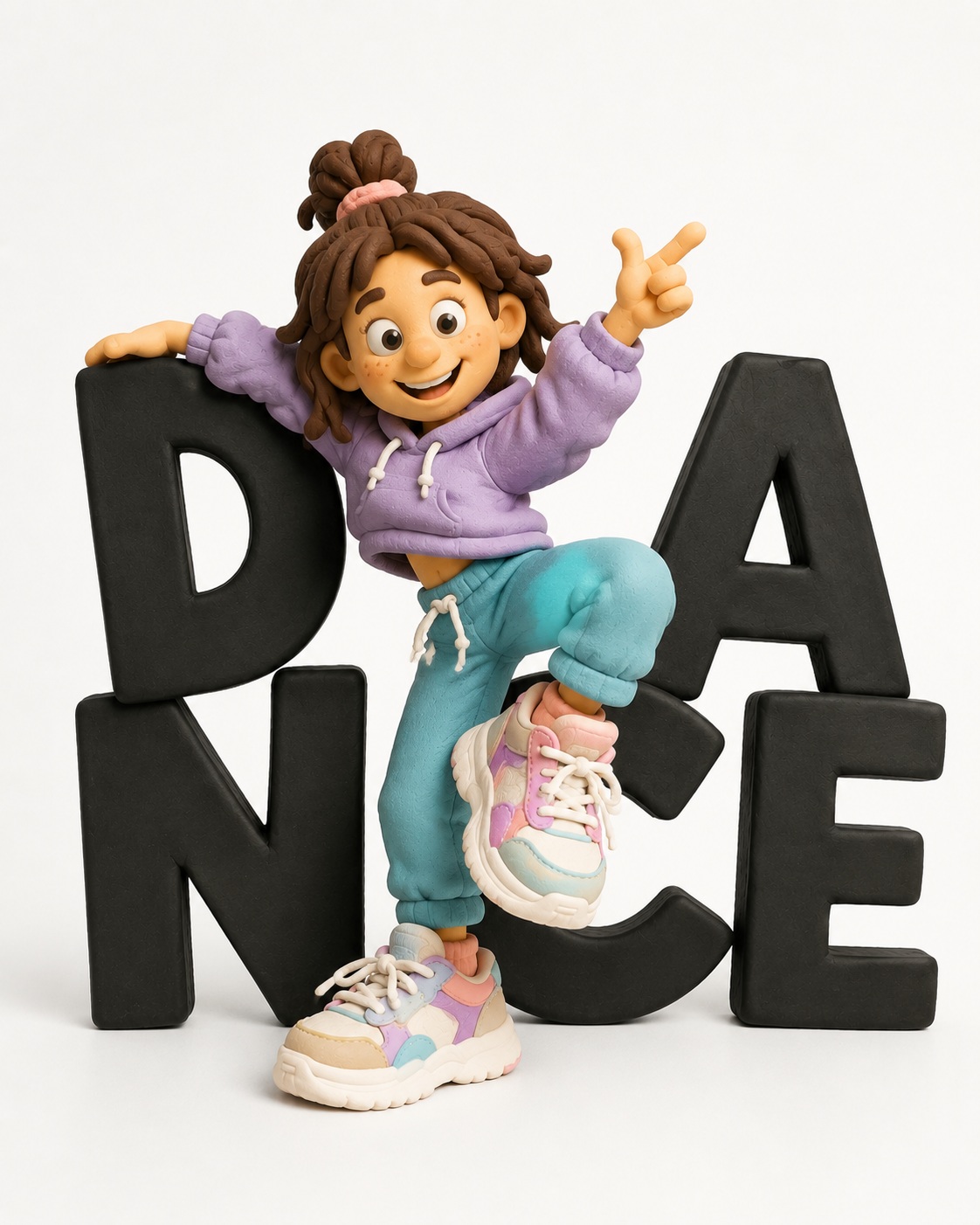 Handmade Clay Character Dancing with Lettering output 4
