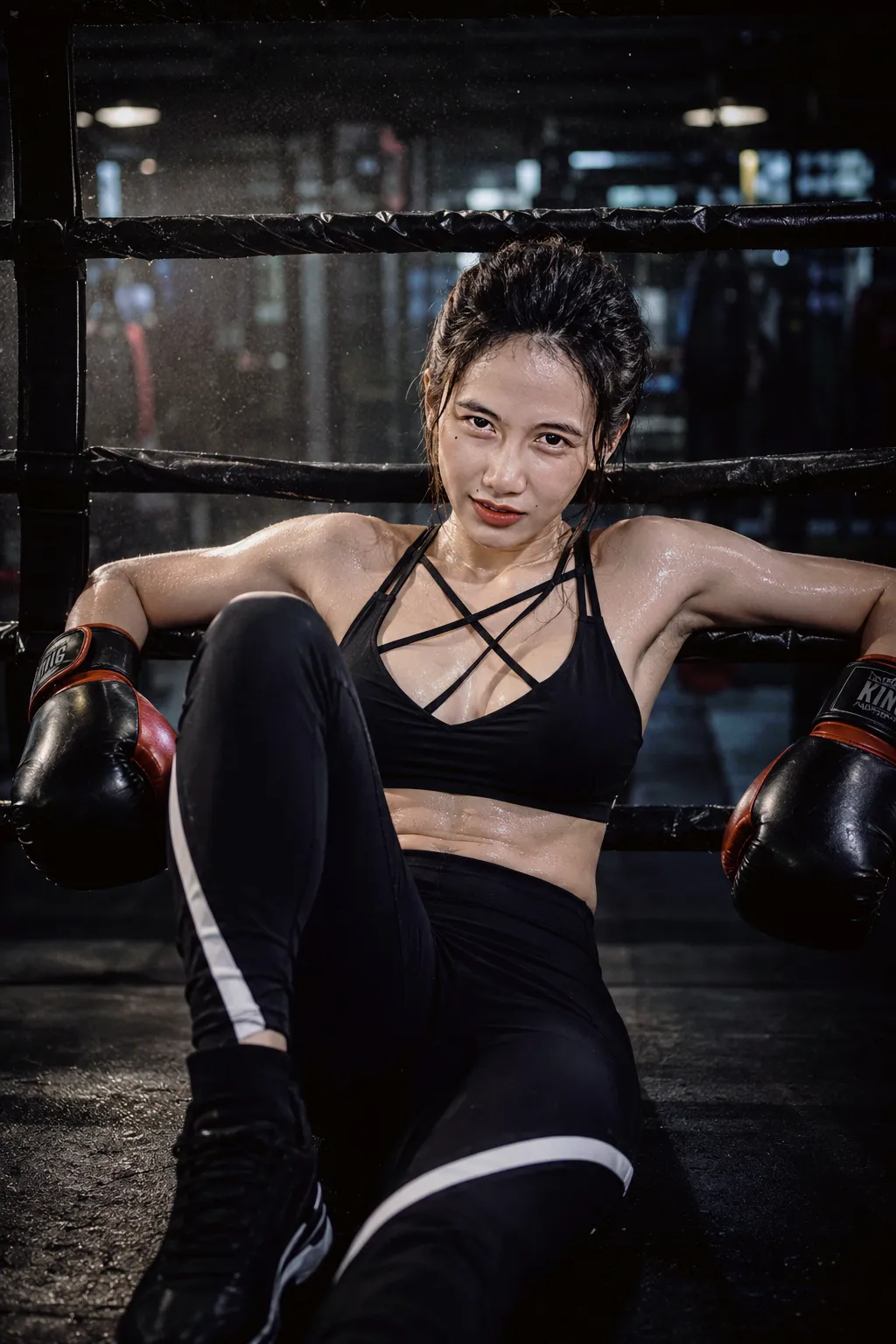 Crimson Apex — Editorial Boxing Portrait output 1