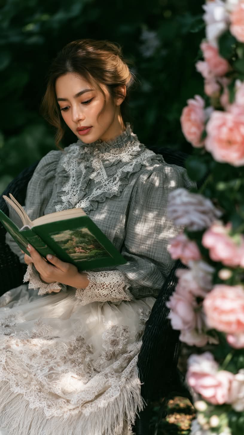 Edwardian Cottagecore Garden Reading Portrait output 3