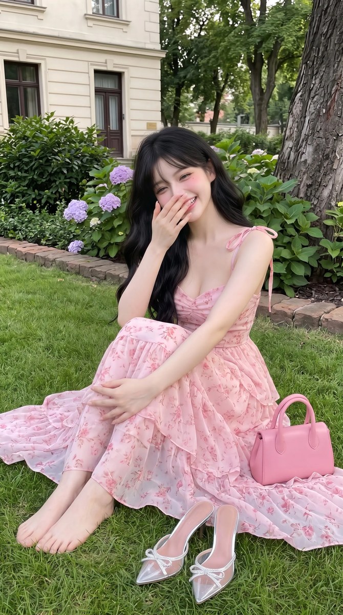 Dreamy Garden Portrait in a Pastel Pink Dress output 3